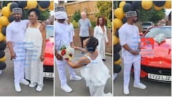 "He's not romantic": Lady surprises her man with a Ferrari on his birthday, video of his reaction causes stir