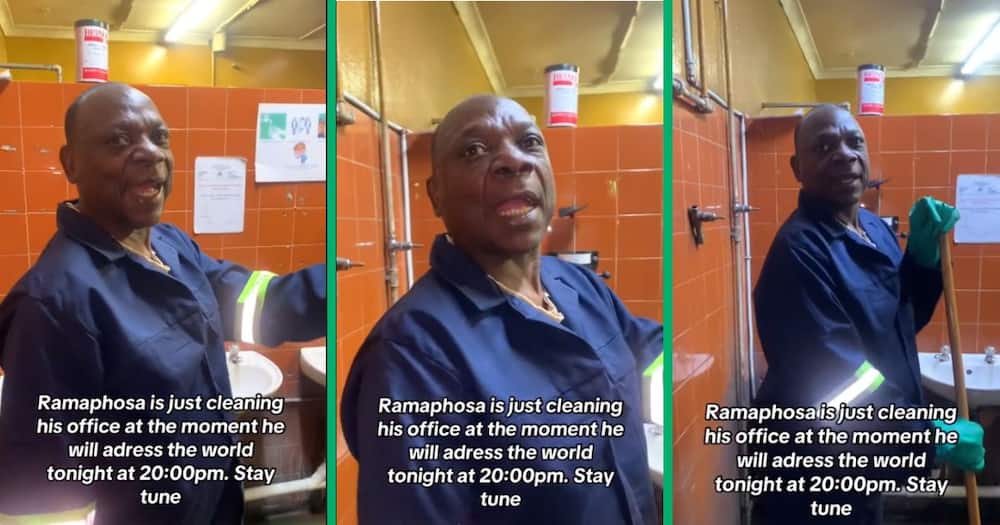 Cleaner who looks like Cyril Ramaphosa