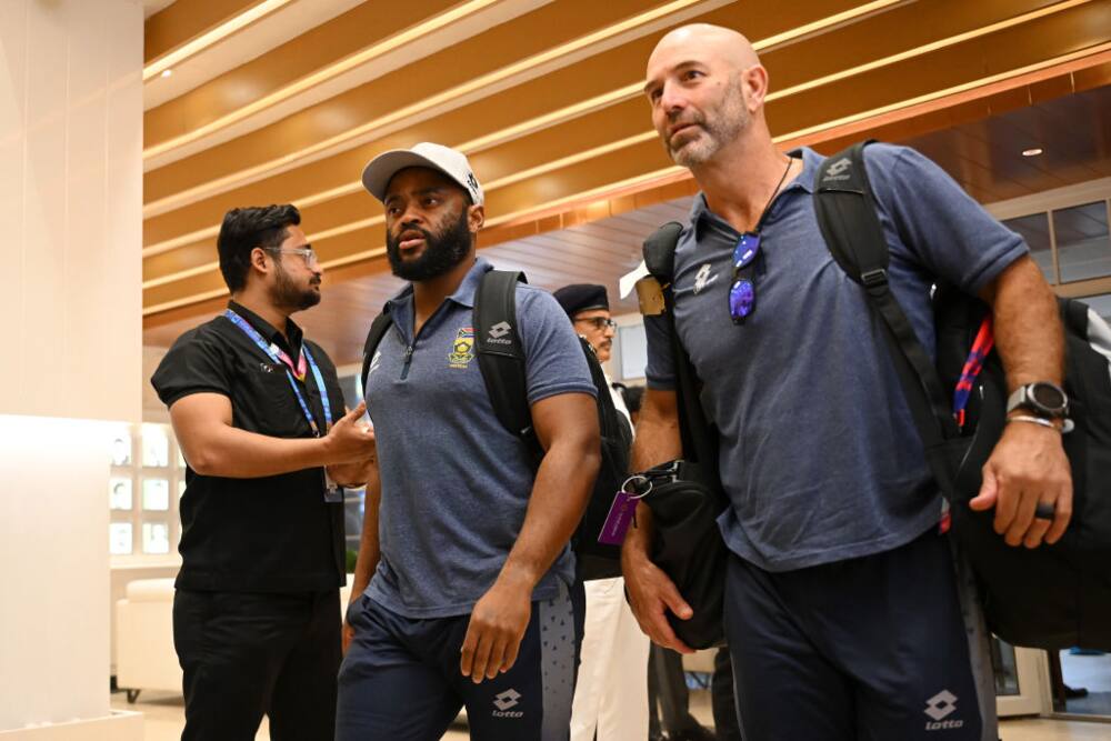 Proteas captian Temba Bavuma and coach Rob Walters returned from the ICC Cricket World Cup