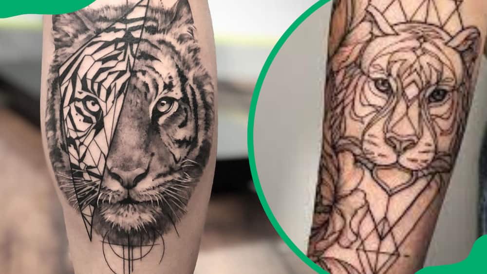 Geometric tiger tattoo design