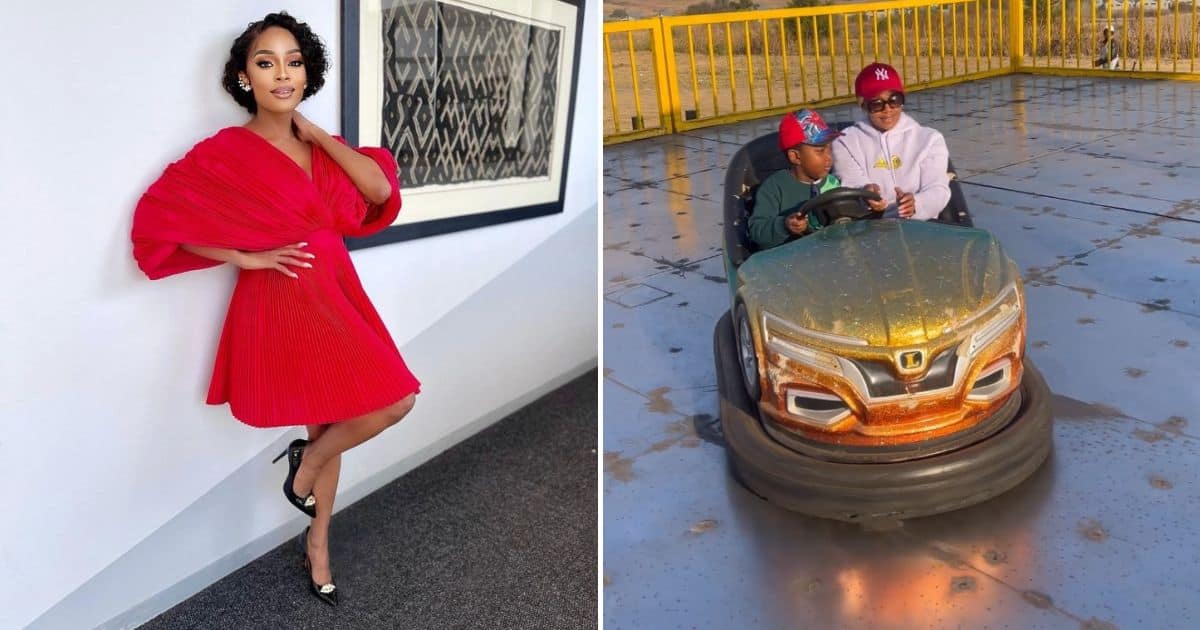 Mommy duties: Thembi takes son Dakalo on an adventurous yet adorable outing