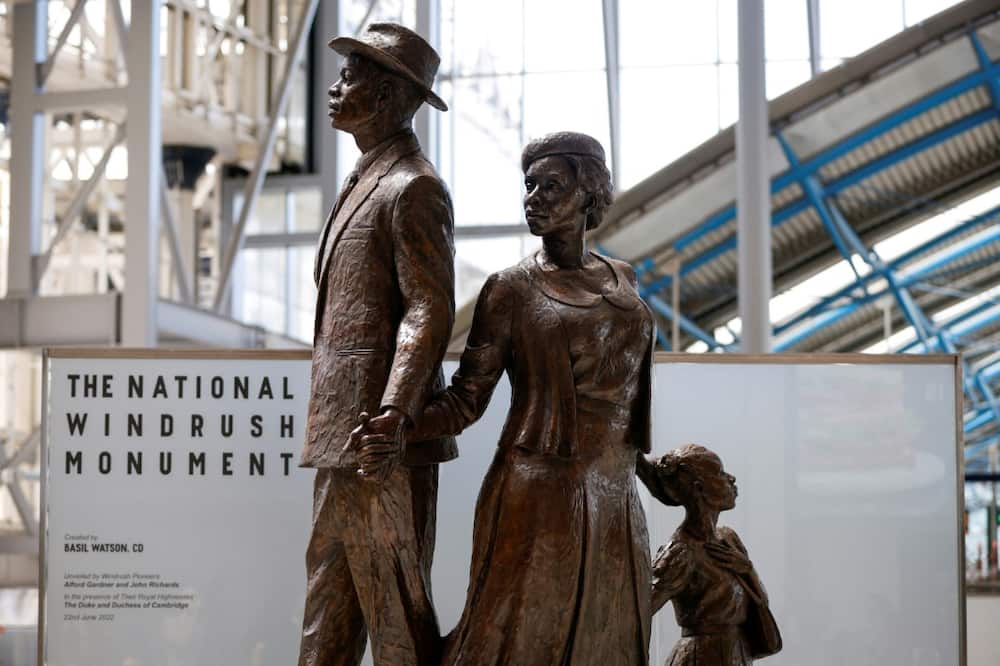 The National Windrush Monument created by Jamaican artist Basil Watson was unveiled at London's Waterloo station by Prince William