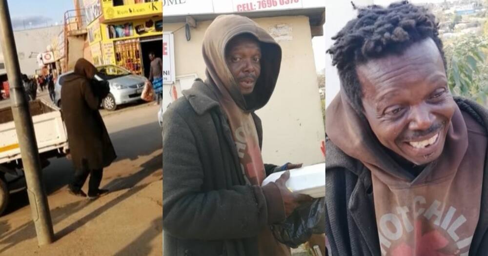 Homeless man, hungry, no food, BI Phakathi, hero, saves the day, money and food, Mzansi reacts