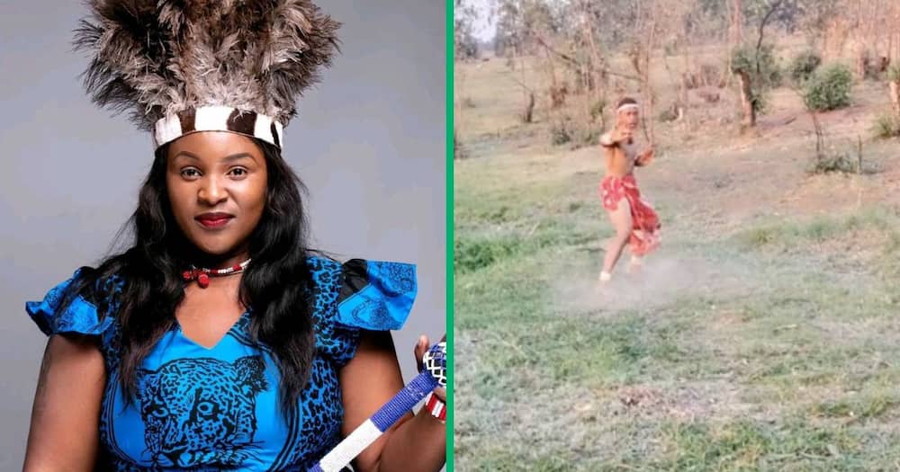 A sangoma recorded a TikTok video of her initiate doing somersaults and martial arts techniques