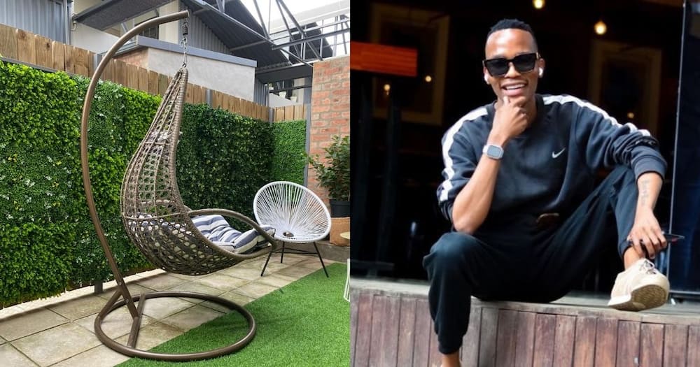 Influencer flexes, home improvements, Mzansi loves it, aesthetically pleasing, hanging chair, wine glass, viral post