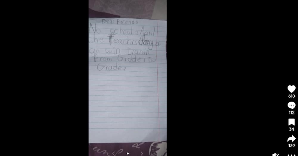 A young kid wrote a letter pretending to be a teacher to avoid school.
