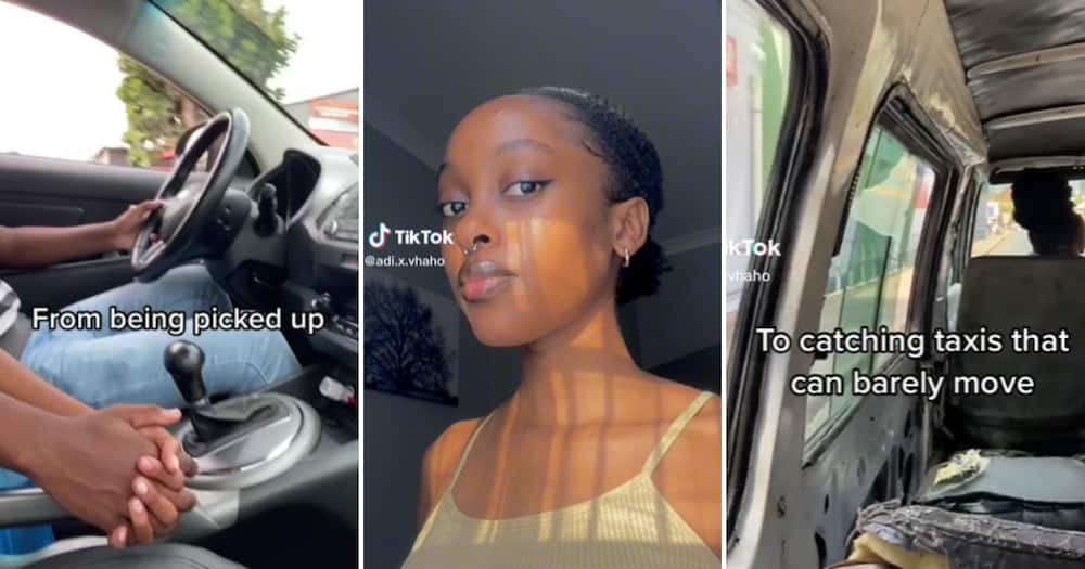 TikTok user @adi.x.vhaho shared a video showing her driving in her ex-man’s cushy car, and what she rides in now