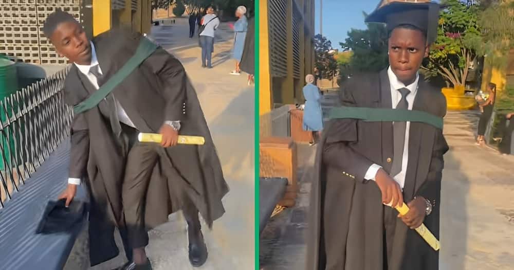 A young man reflected on his graduation day without his family