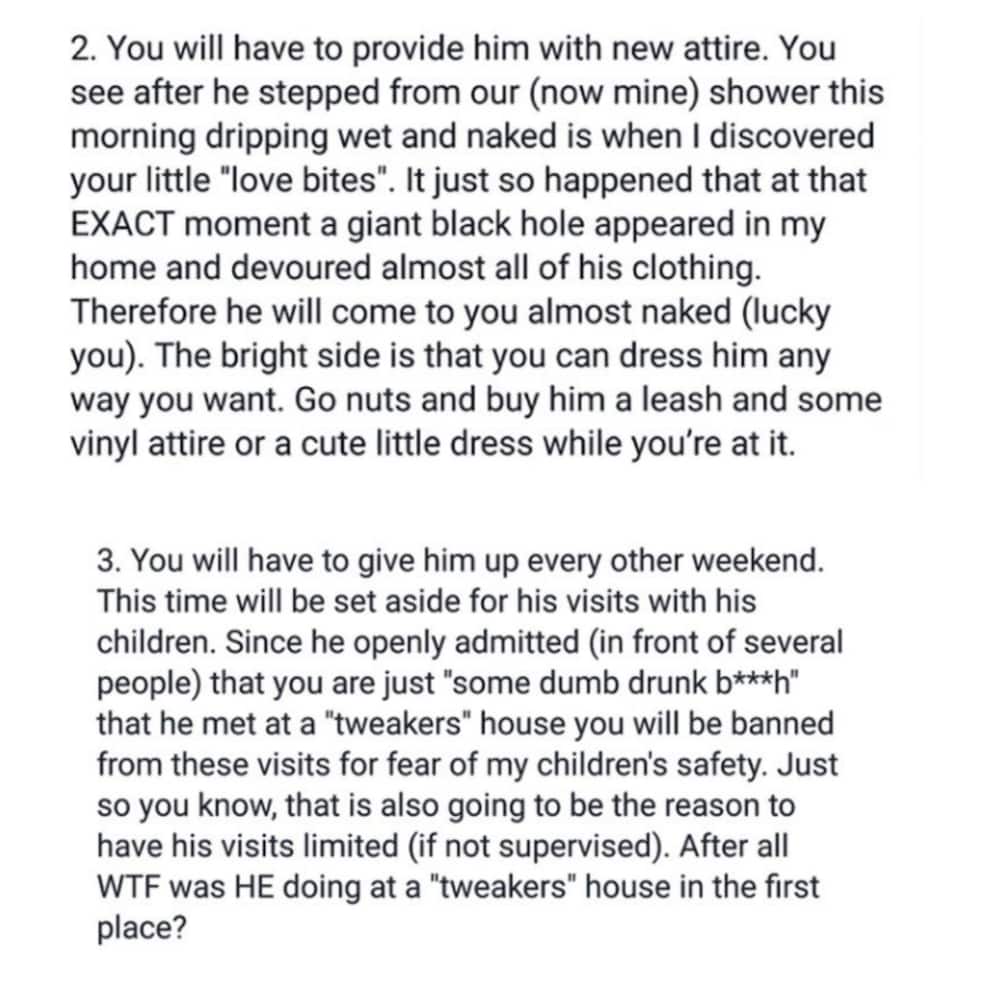 Wife sends her husband's mistress a brilliant thank you letter