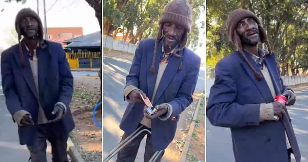 BI Phakathi Buys Homeless Man a Drink and Gives Him Cash After He Was ...