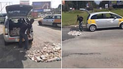 Old pictures of taxi driver who packed stones in his car to fix potholes on Taadi road melts hearts