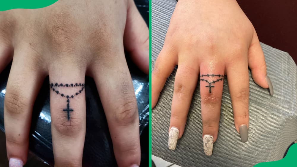 Rosary finger tattoo