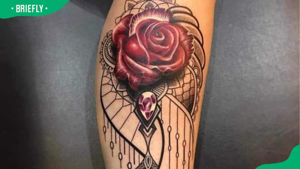 Rose and amethyst tattoo