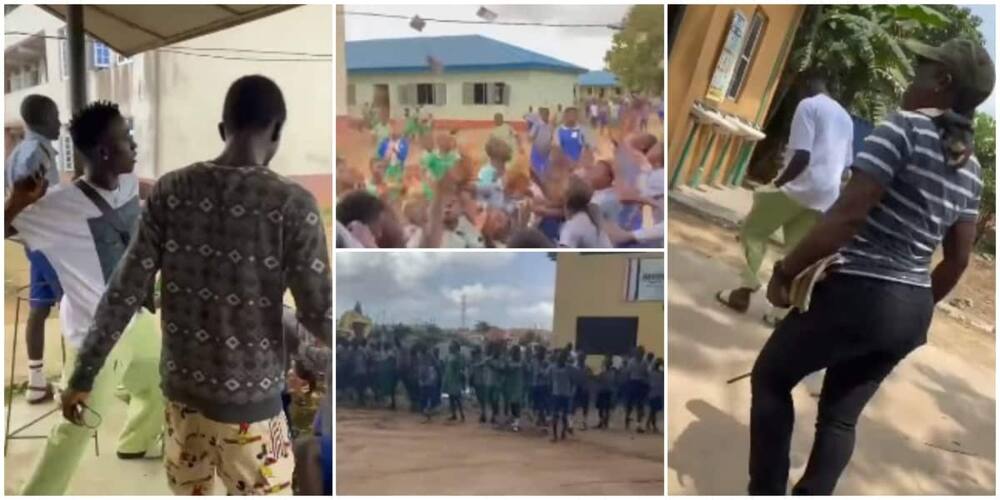 Man turns secondary school upside down, sprays cash for students