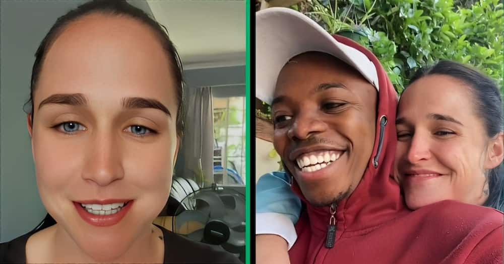 A TikTok video of an interracial couple poking fun at their relationship.