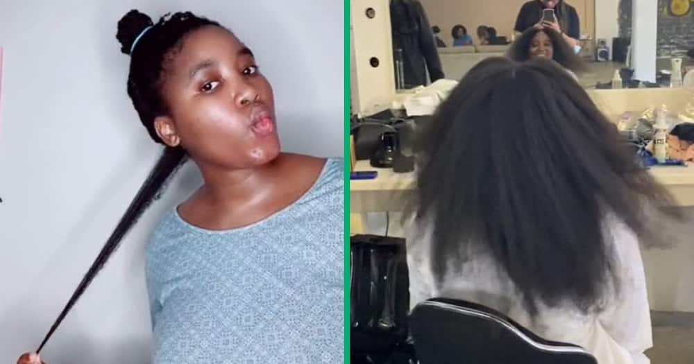 TikTok videos of SA woman who grew 4c hair past waist length