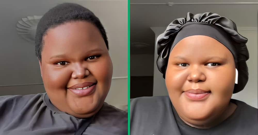 A TikTok video shows a young lady unveiling her wig which she purchased from Temu.