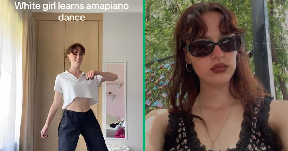 A white lady took a shot at an Amapiano TikTok dance challenge and entertained netizens.