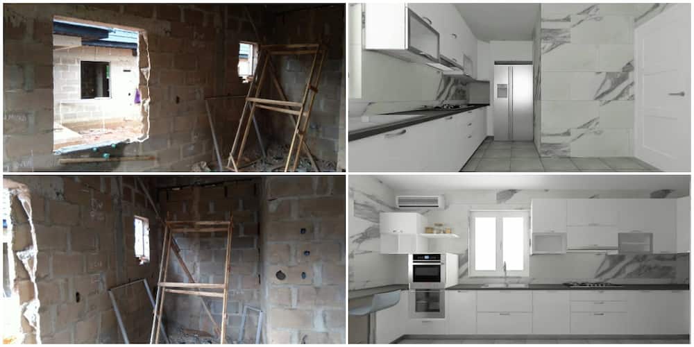 Nigerian Man Transforms Dirty Uncompleted Room into a Beautiful Kitchen, Photos of Its Tasteful Look Wow Many