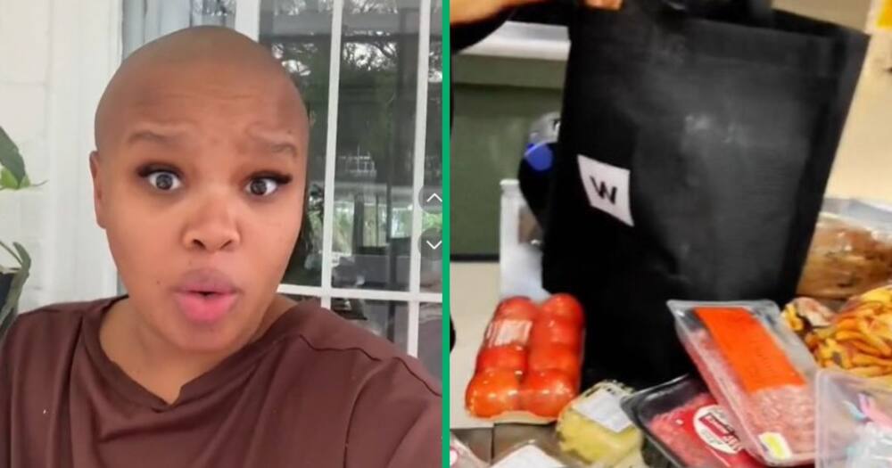 TikTok video of family of 5's Pick 'n Pay, and Woolworths groceries