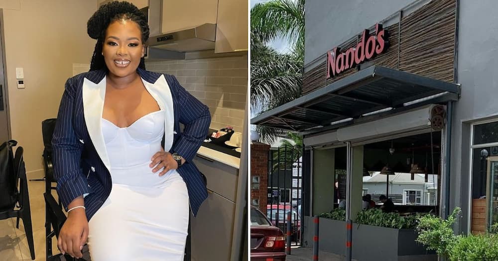 Anele clapped back at Nando's for making fun of a dirty coin between her teeth
