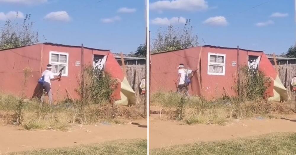 An angry girlfriend destroyed her boyfriend's shack
