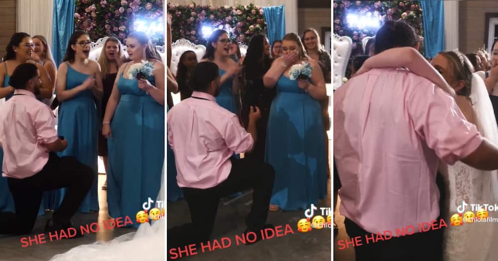 The bride was happy to be part of her sister's proposal moment