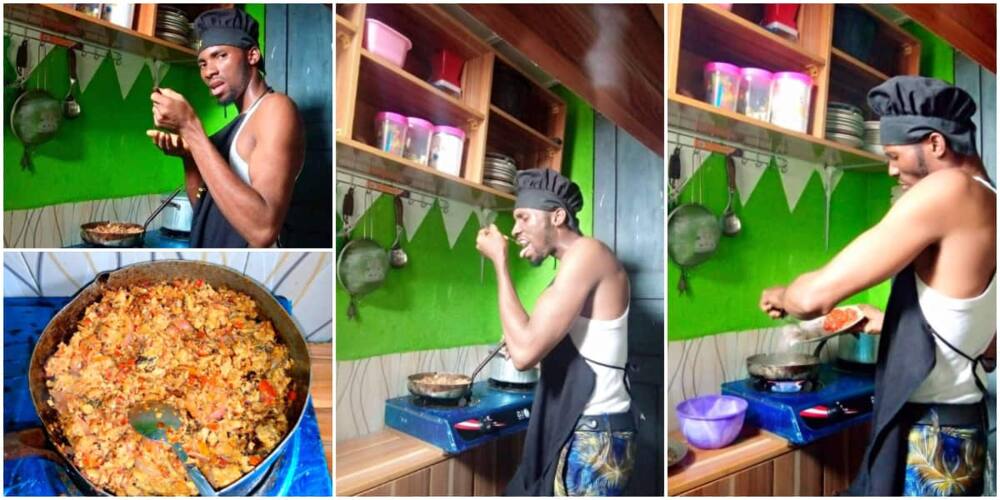 Ladies react as Nigerian man promises to be maid to his future wife, shows off his cooking Ladies react as Nigerian man promises to be maid to his future wife, shows off his cooking
