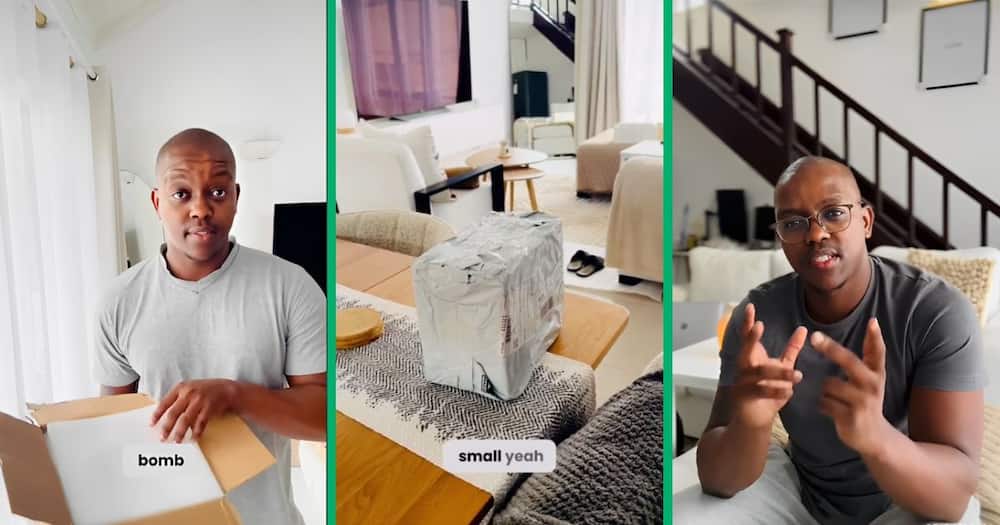 Man unboxes package received from Temu