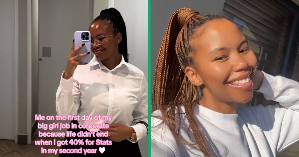 A woman got her first corporate job after obtaining 40% in statistics in her second year at university. She shared the news on TikTok.