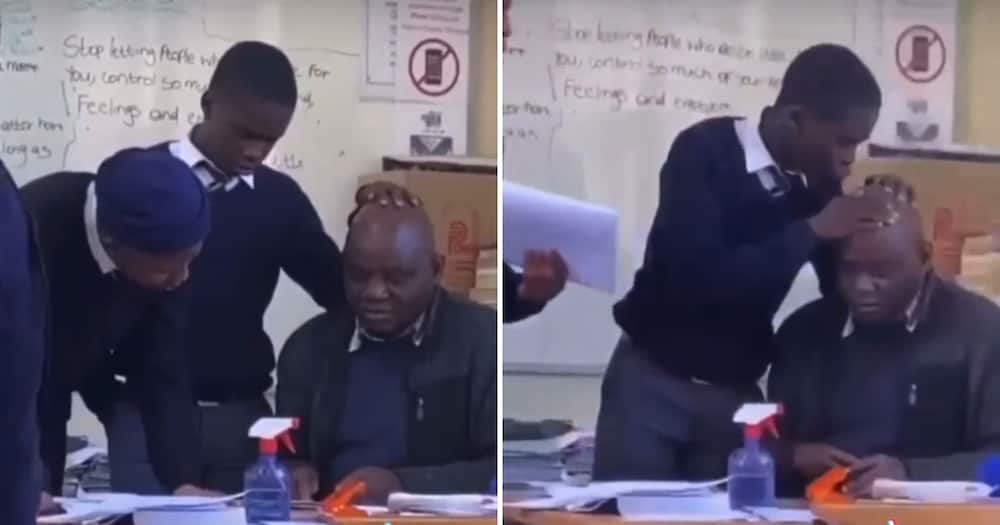 Video of male student rubbing and kissing teacher's head causes a stir