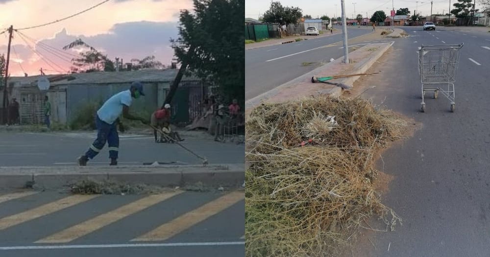 Paving the way to greatness: Man sweeps garbage in street by himself