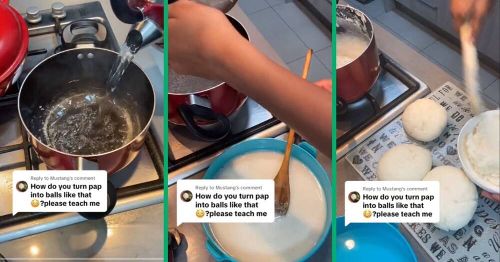 Woman makes pap balls Woman makes pap balls