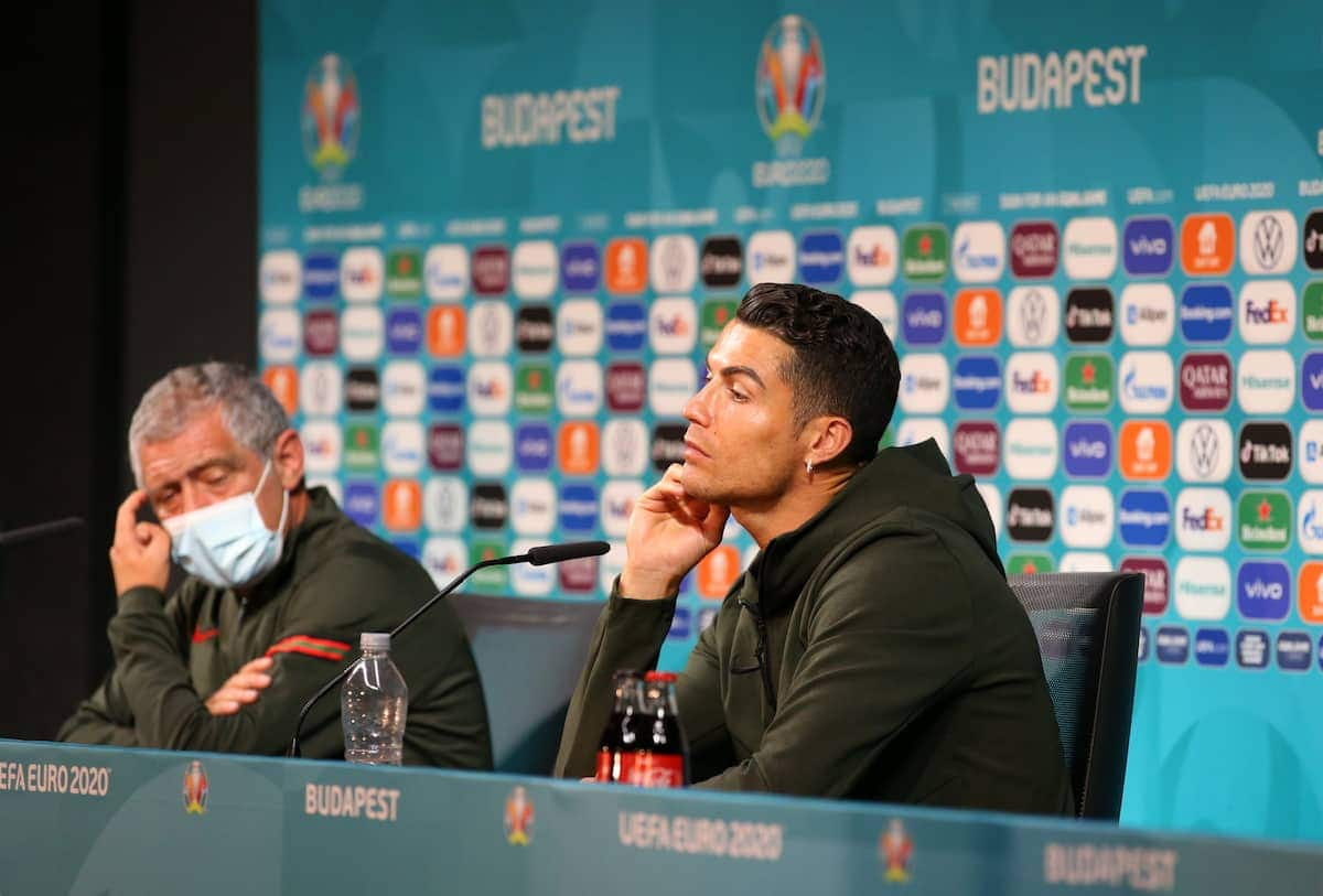 Cristiano Ronaldo Rejects Coca Cola During Euro Press ...