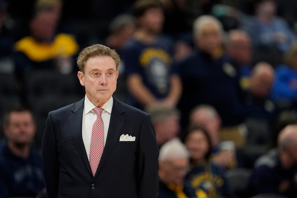 Rick Pitino of the St. John's Red Storm looks on during the first half against the Marquette Golden Eagles