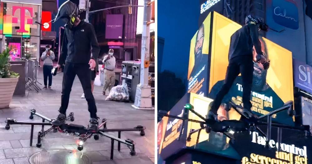 hoverboard, stunt, times square, new york, tech
