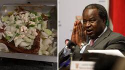 Tito Mboweni attempts to make club steak and shares cooking progress, Mzansi astonished by vegetable pieces