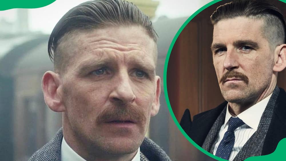 Arthur Shelby showing his iconic haircut