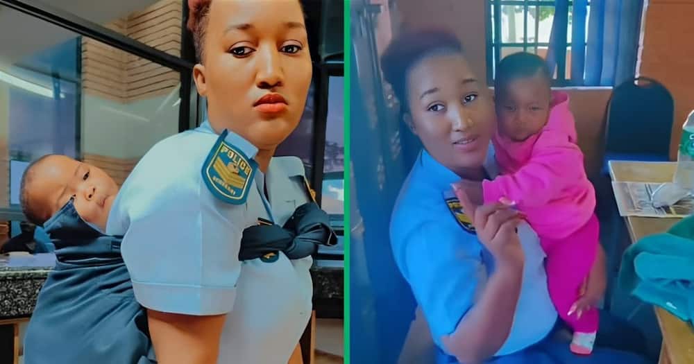 A TikTok video shows a cop caring for an abandoned baby at the police station.