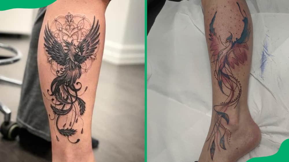 Leg phoenix tattoo