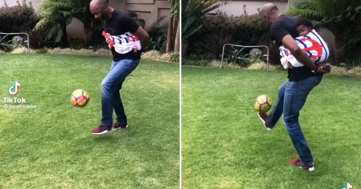 Video of Lucas Radebe juggling a ball