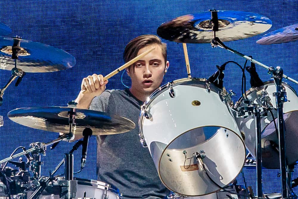 Nicholas Collins performs on stage for his dad Phil Collins at Mediolanum Forum of Assago on 17 June 2019 in Milan, Italy.