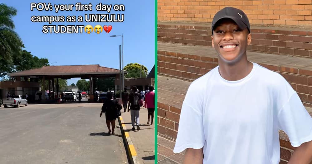 A UniZulu student took to TikTok and showed how he had to walk to campus.