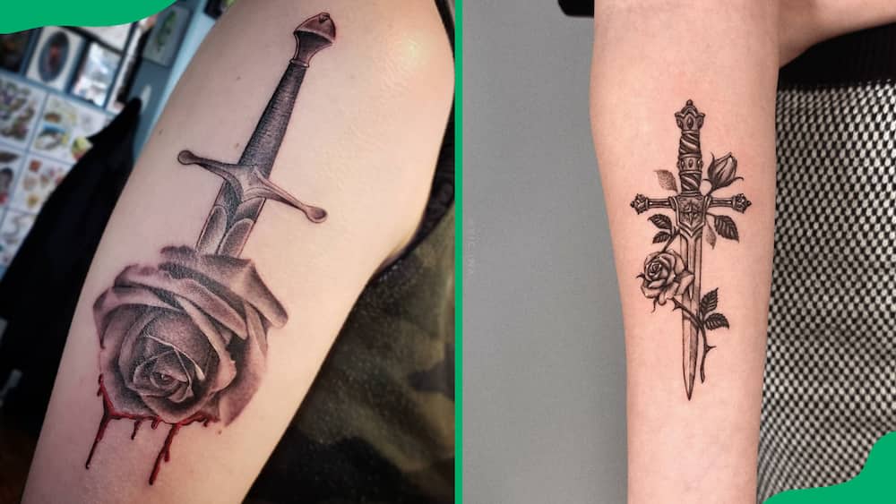 Rose and sword tattoo