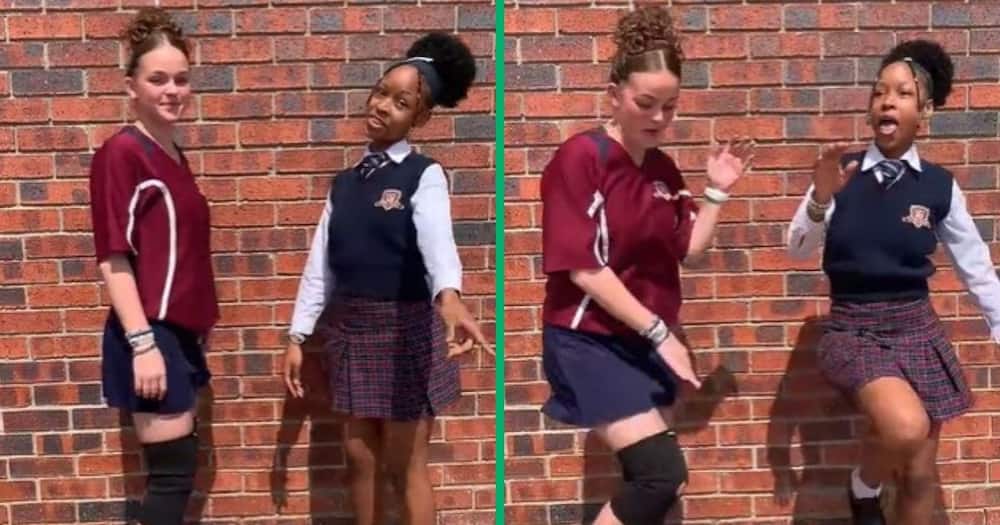 TikTok video shows two school girls dancing to amapiano in a video