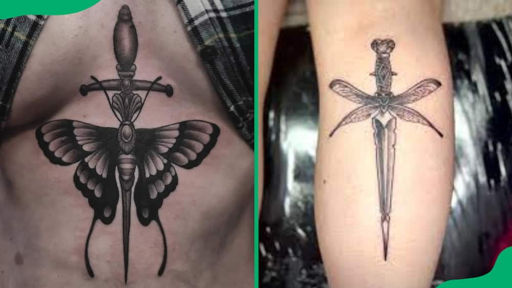 Dagger dragonfly tattoo