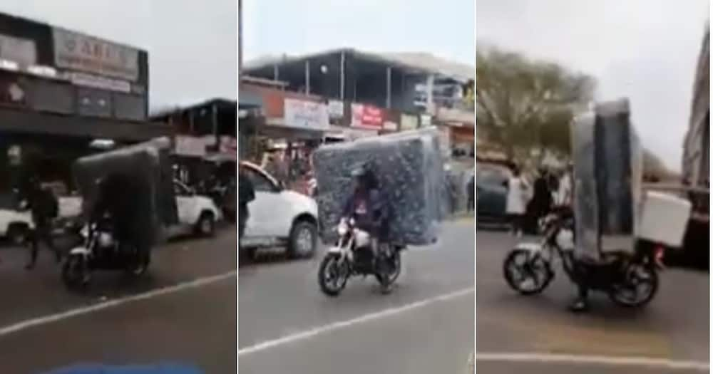 Mzansi, Wowed, Video, Man, Motorcycle, Delivering Beds and Pizza