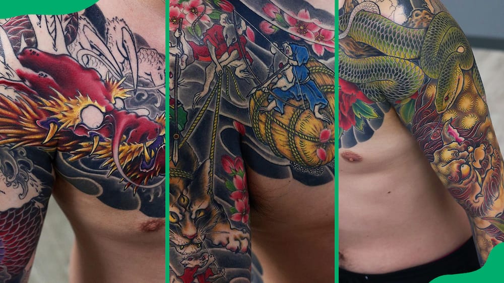 Detailed shoulder tattoo designs