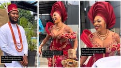 Nigerian lady calls husband sweet names to make him smile for photos on wedding day: "Hype your man"
