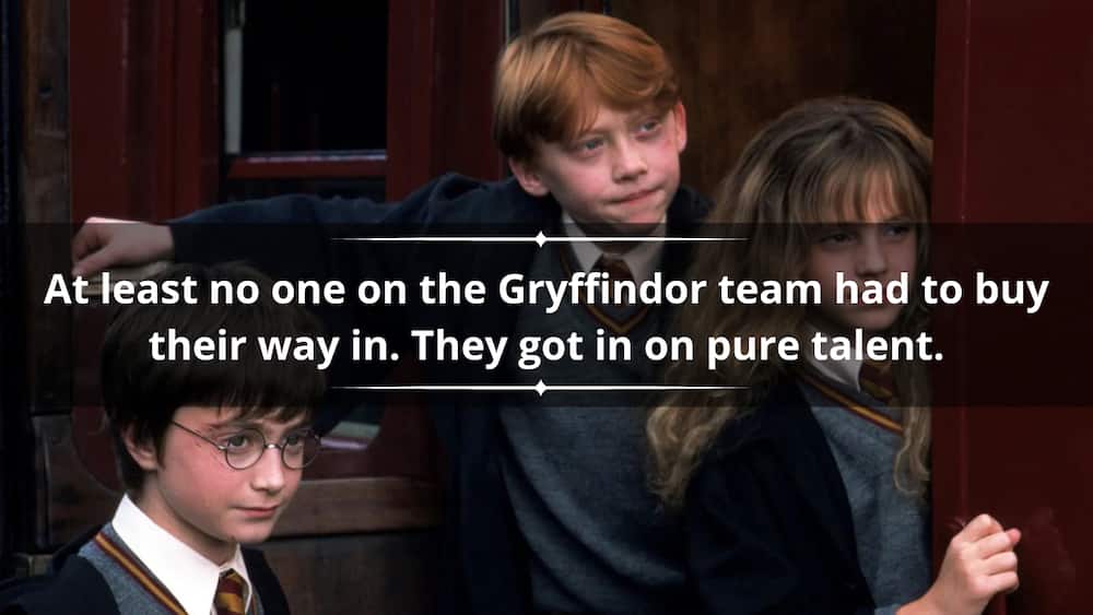 Hermione Granger with her friends Ron and Harry